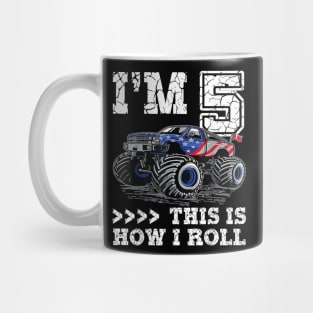 5 Year Old 5th Birthday Boy Monster Truck Car Mug